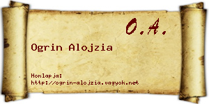 Ogrin Alojzia névjegykártya